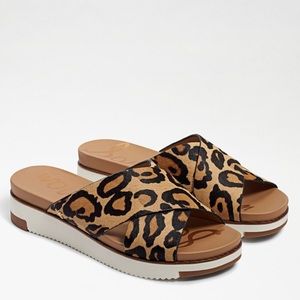 Audrea Criss Cross Platform Sandal in Leopard Tan